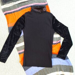 Gaultier Maille Mixed Media Turtleneck Pullover